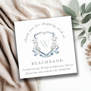 Tarjeta De Visita Cuadrada Dusky Blue Wildflower Escudo Gracias Por Negocios