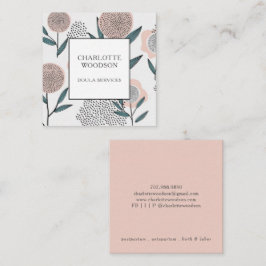 Tarjeta De Visita Cuadrada Dusty Peach Floral Doula Magnetic Business Card