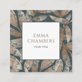 Tarjeta De Visita Cuadrada Earthy Boho Leaves