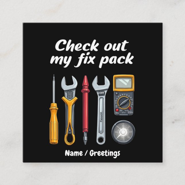 Tarjeta De Visita Cuadrada Eche Un Vistazo A Mi Fixpack El Personalizado Prem (Anverso)