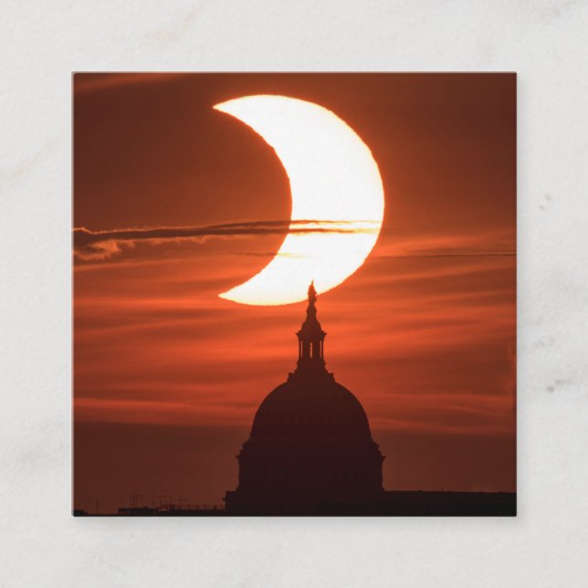 Tarjeta De Visita Cuadrada Eclipse solar 2021 (Anverso)