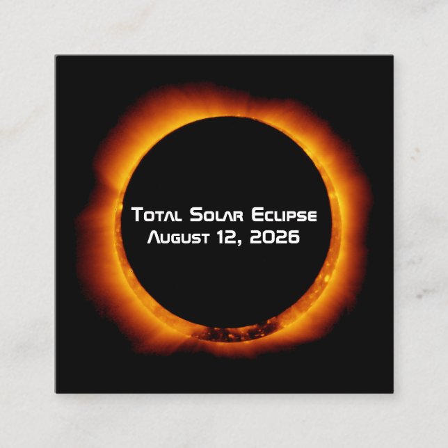 Tarjeta De Visita Cuadrada Eclipse Total de Sol 2026 (Anverso)