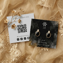 Tarjeta De Visita Cuadrada Edgy Black Gold Marble Jewelry Display Card TMF26