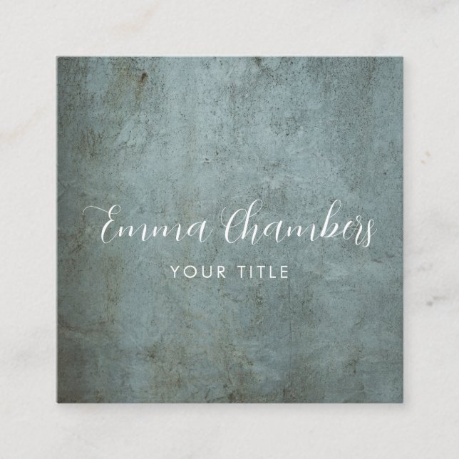 Tarjeta De Visita Cuadrada Edgy Grunge Eetéreo Textura Gris Azul Ahumado (Anverso)