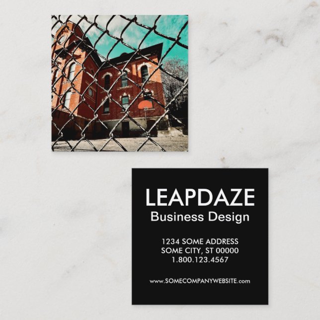 Tarjeta De Visita Cuadrada edificio histórico del galena feehan (Anverso / Reverso)