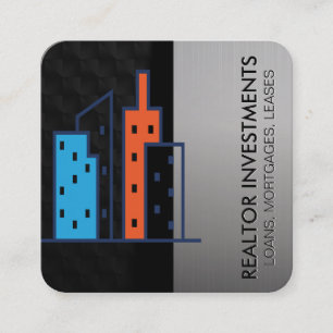 Tarjeta De Visita Cuadrada Edificios inmobiliarios   Alquileres   Renovacione