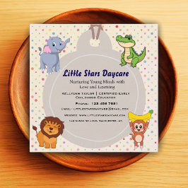Tarjeta De Visita Cuadrada Editable Cute Safari Animals Nursery Card Design 
