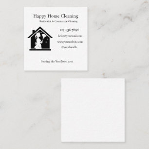 Tarjeta De Visita Cuadrada Editable House Cleaning Business Card 