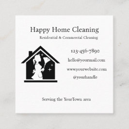 Tarjeta De Visita Cuadrada Editable House Cleaning Business Card 