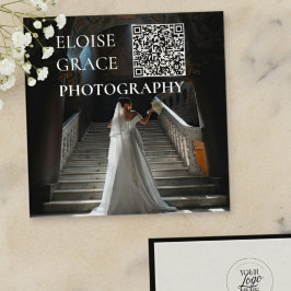 Tarjeta De Visita Cuadrada Editorial Photo Logo QR Code Square Business Card