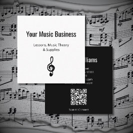 Tarjeta De Visita Cuadrada Educación musical Treble Clef QR Code Teacher