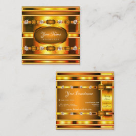 Tarjeta De Visita Cuadrada Efecto de oro que llama la atención con joyas fals