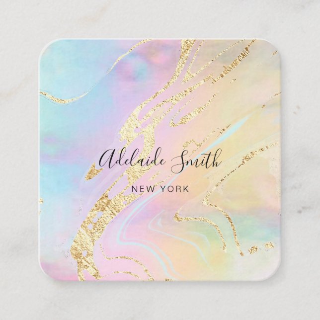 Tarjeta De Visita Cuadrada efecto holográfico FAUX del Relieve metalizado pur (Anverso)