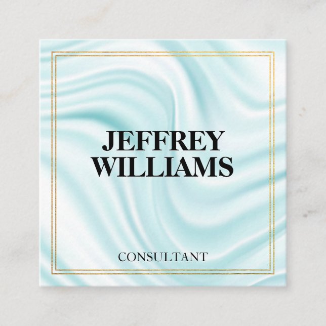 Tarjeta De Visita Cuadrada Ejecutivo | Doble borde dorado | Drenaje de seda (Anverso)