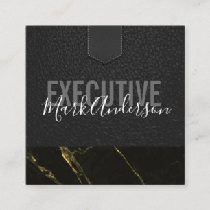 Tarjeta De Visita Cuadrada Ejecutivo   Serie Signature Mármol de oro negro