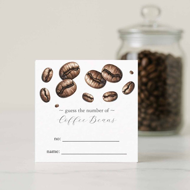 Tarjeta De Visita Cuadrada El amor está preparando juegos de ducha de novias  (bridal shower games love is brewing theme guess the number of coffee beans)