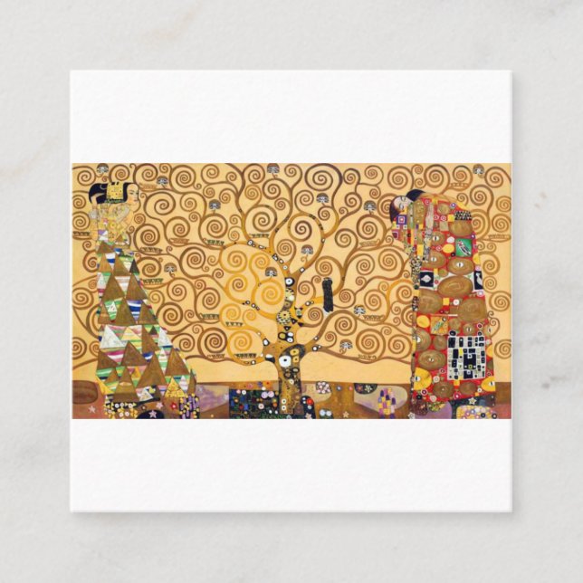 Tarjeta De Visita Cuadrada El Árbol De La Vida Gustav Klimt (Anverso)