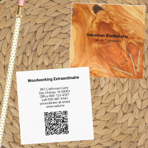 Tarjeta De Visita Cuadrada El artesano de madera finalizó el código QR Knot d