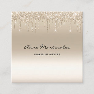 Tarjeta De Visita Cuadrada El artista maquillador Champaña Purpurina Perfecc