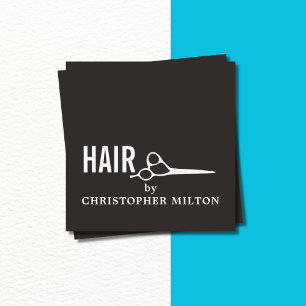 Tarjeta De Visita Cuadrada El blanco negro elegante simple Scissor al