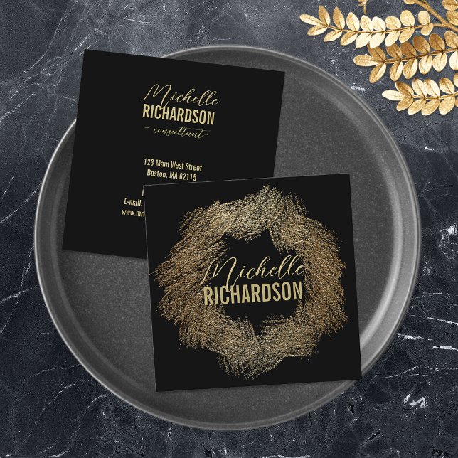Tarjeta De Visita Cuadrada El Cepillo De Oro Purpurinoso Moderno Activa El Cí (Subido por el creador)