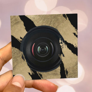 Tarjeta De Visita Cuadrada El cepillo moderno del oro del fotógrafo frota