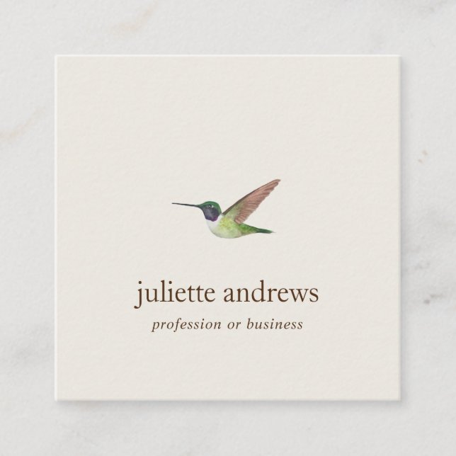 Tarjeta De Visita Cuadrada El colibrí de Anna (Anverso)
