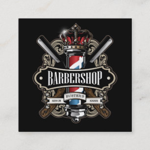 Tarjeta De Visita Cuadrada El cuadrado elegante de la barbería personaliza