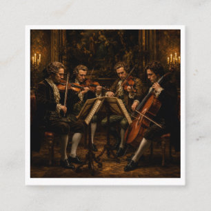 Tarjeta De Visita Cuadrada El cuarteto de cuerda clásico - Pintura al óleo vi