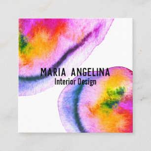 Tarjeta De Visita Cuadrada El extracto colorido de la acuarela remolina