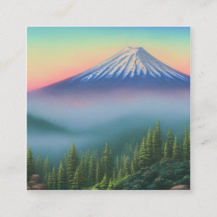 Tarjeta De Visita Cuadrada El Fuji acuarela es la montaña más alta de Japón