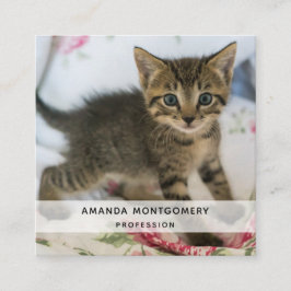 Tarjeta De Visita Cuadrada El Gatito De Tabby Cuyo Asombro Parece
