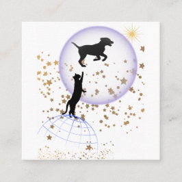 Tarjeta De Visita Cuadrada El gato curioso y el perro que corre