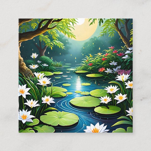 Tarjeta De Visita Cuadrada El jardín es un lugar tranquilo, perfecto para con (Anverso)