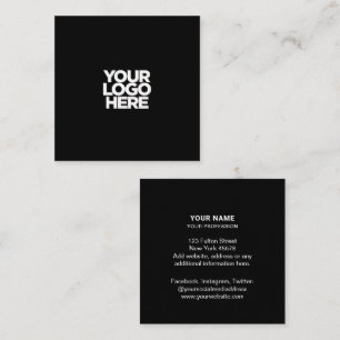 Tarjeta De Visita Cuadrada El logo negro personalizado profesional elegante