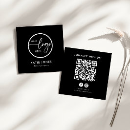 Tarjeta De Visita Cuadrada El logotipo del Personalizado negro del código QR 