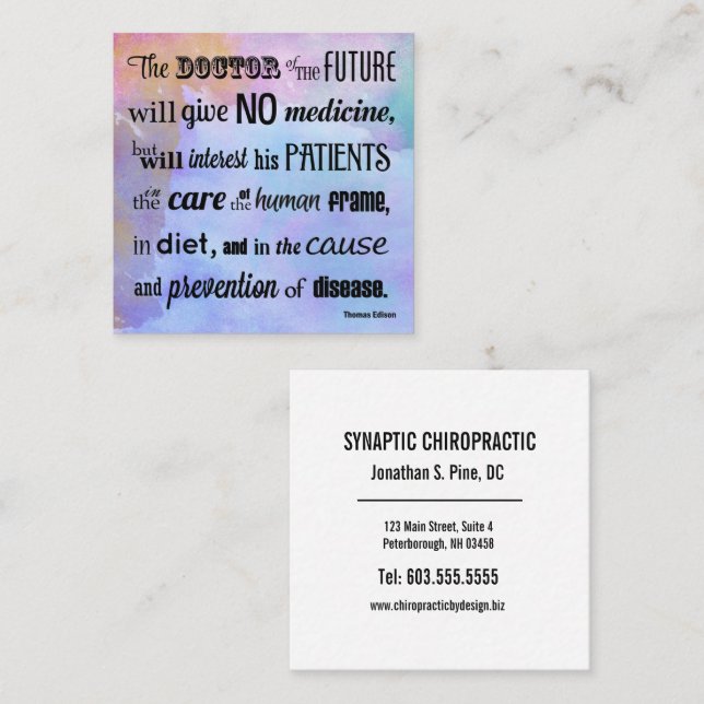 Tarjeta De Visita Cuadrada El médico de la quiropráctica futura de la (Anverso / Reverso)