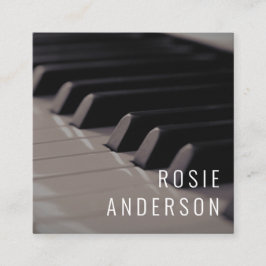 Tarjeta De Visita Cuadrada El músico QR Code Piano Keys Pink moderno Rubor Pi
