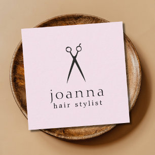 Tarjeta De Visita Cuadrada El negro color de rosa ligero mínimo Scissors al