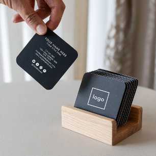 Tarjeta De Visita Cuadrada El negro profesional cuadrado añade su logotipo de