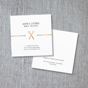 Tarjeta De Visita Cuadrada El oro limpio elegante simple Scissors al