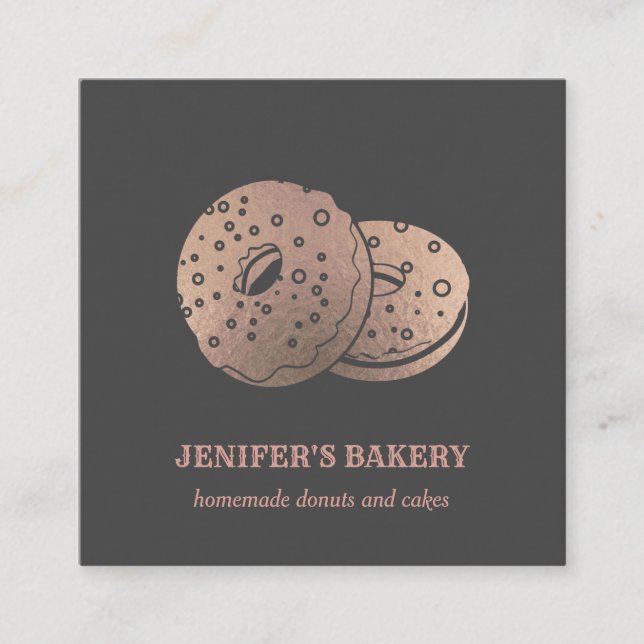 Tarjeta De Visita Cuadrada El oro rosa moderno no sirve panadería casera (Anverso)