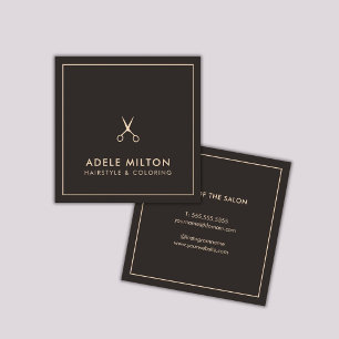 Tarjeta De Visita Cuadrada El pastel gris oscuro minimalista Scissors al