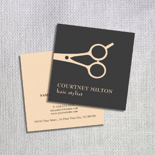 Tarjeta De Visita Cuadrada El pastel negro simple mínimo Scissor al estilist