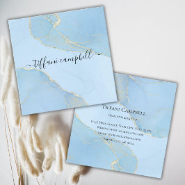 Tarjeta De Visita Cuadrada El pelo de los Purpurinas azules de moda y el buey