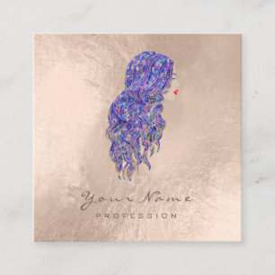 Tarjeta De Visita Cuadrada El peluquero del maquillaje azota nacarado