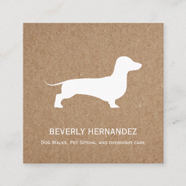 Tarjeta De Visita Cuadrada El perro de Dachshund, entrenador de Walker, pimie (Anverso)