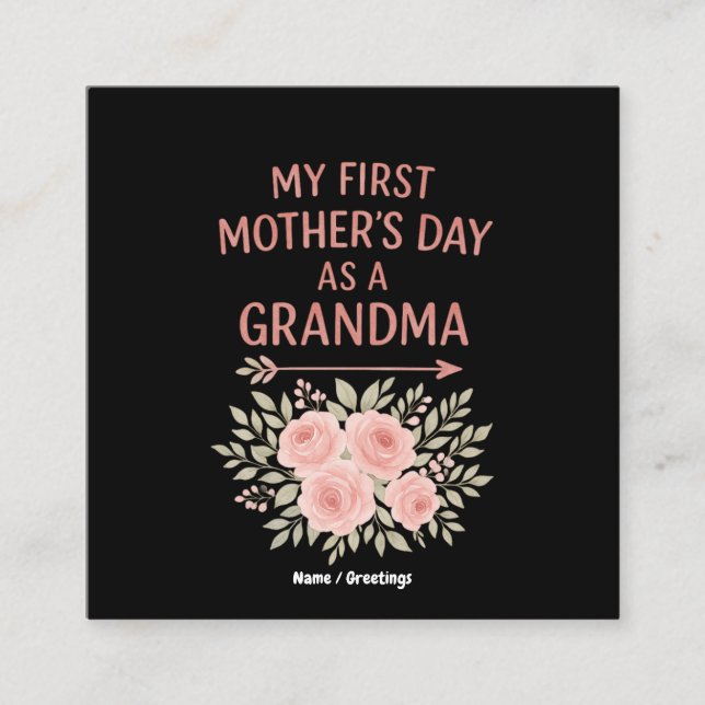 Tarjeta De Visita Cuadrada El primer día de mi madre como abuela divertida y  (Anverso)