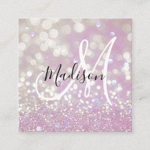 Tarjeta De Visita Cuadrada El Purpurina del Shimmer del Lilac Girona Esparkle