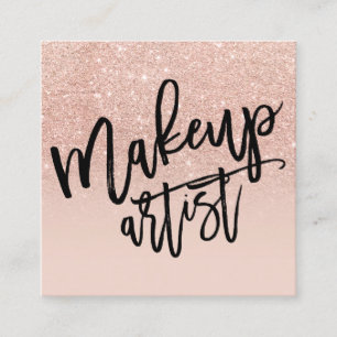 Tarjeta De Visita Cuadrada El purpurina subió tipografía del oro del